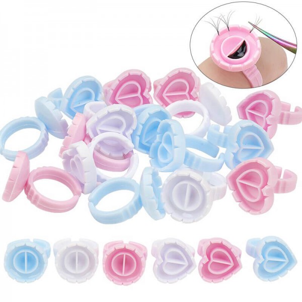 Round And Heart Shape Glue Ring Holder 100 PCS