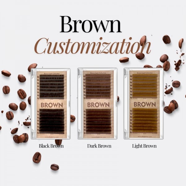 Customization - Brown Lashes (16 Lines) -Single Length